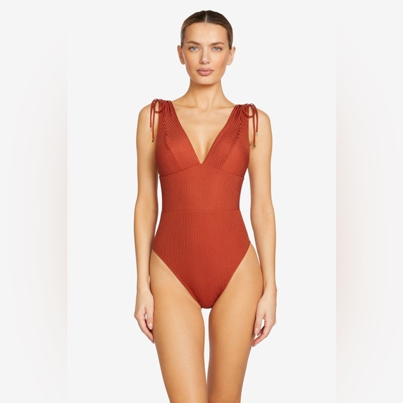Robin Piccone Angela V Plunge One-Piece Color Spice Size 4‎ - Picture 1 of 10
